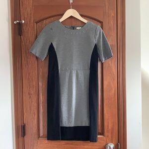 J Crew Ponte Sheath Dress in black and gray